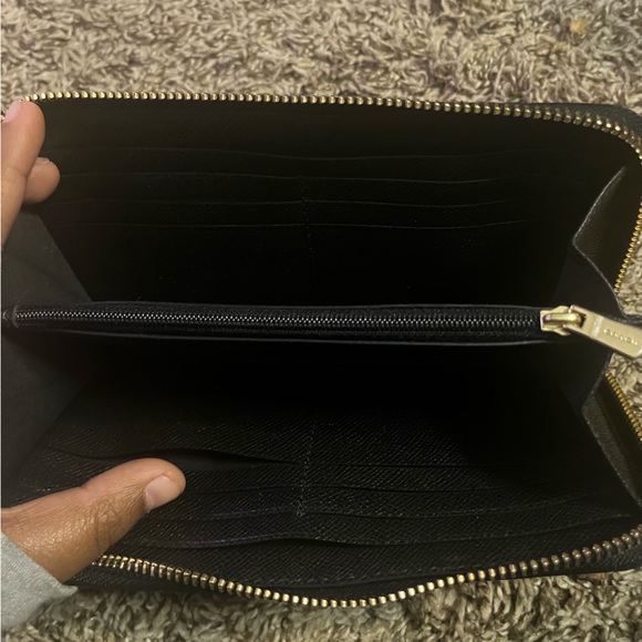 Coach Black Zip Around Wallet with Gold Zipper - Picture 3 of 3
